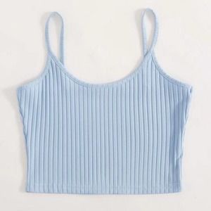 Baby blue rib knit top
